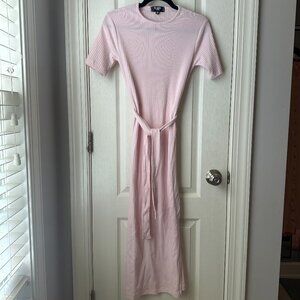 Missguided Pink Ribbed Maternity Midi Dress
